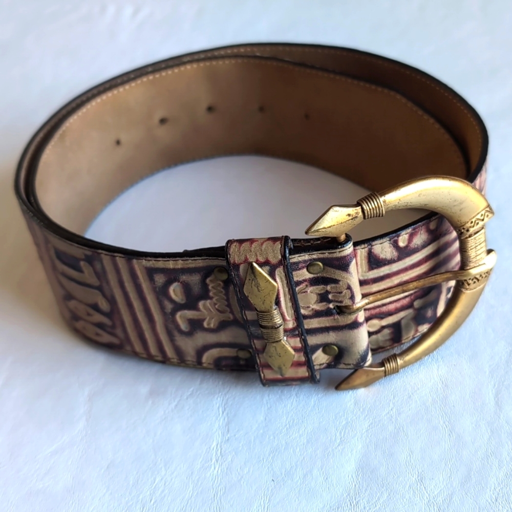 Vintage Billy Belts California Egyptian Hieroglyphics Wide Leather Belt …
